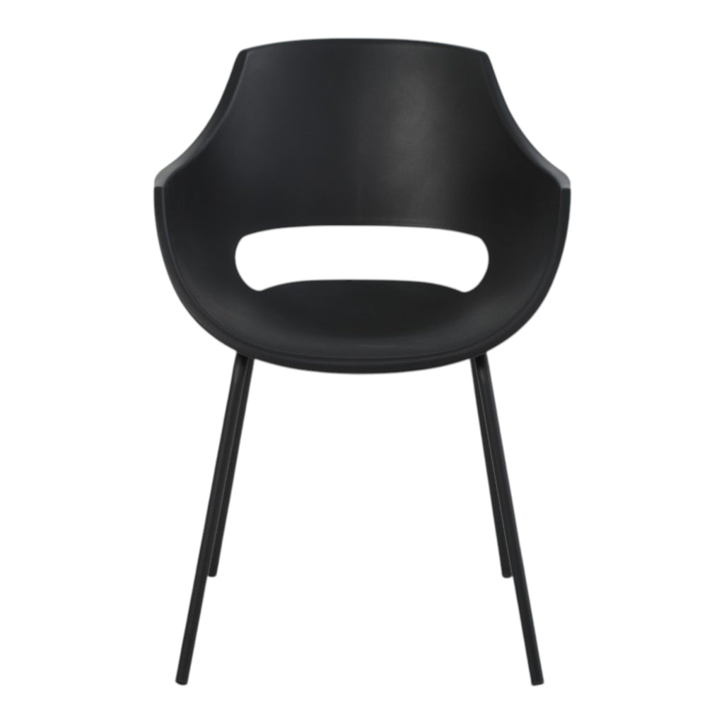 4 chaises avec accoudoirs coloris noir pieds métal - AUSTIN