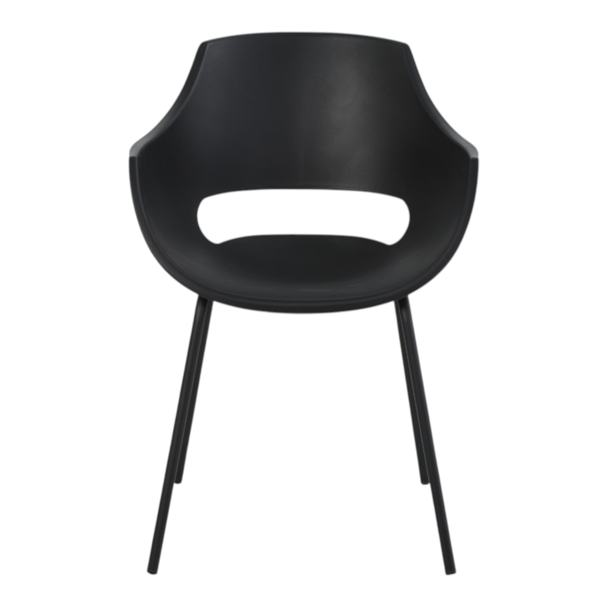 4 chaises avec accoudoirs coloris noir pieds métal - AUSTIN