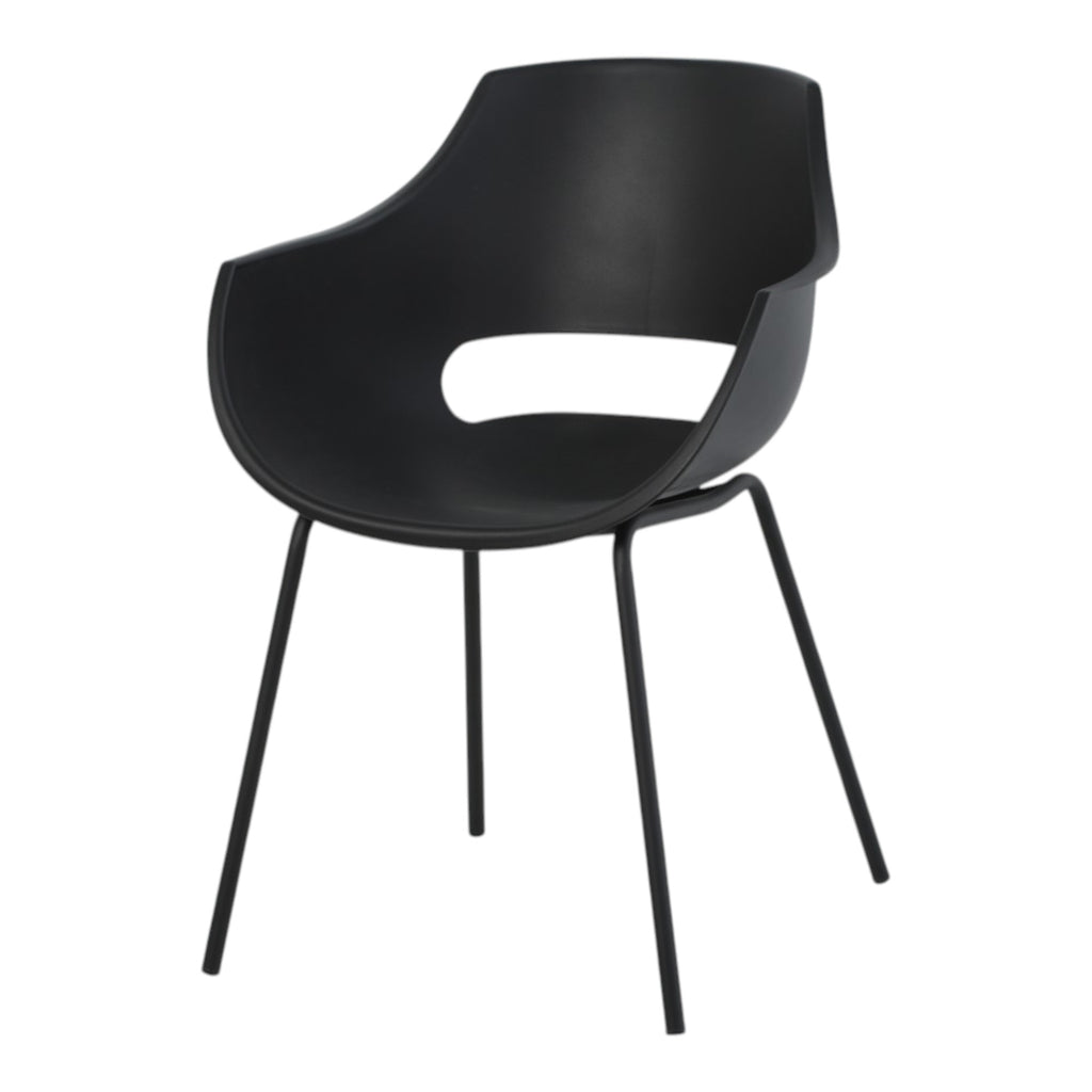 4 chaises avec accoudoirs coloris noir pieds métal - AUSTIN