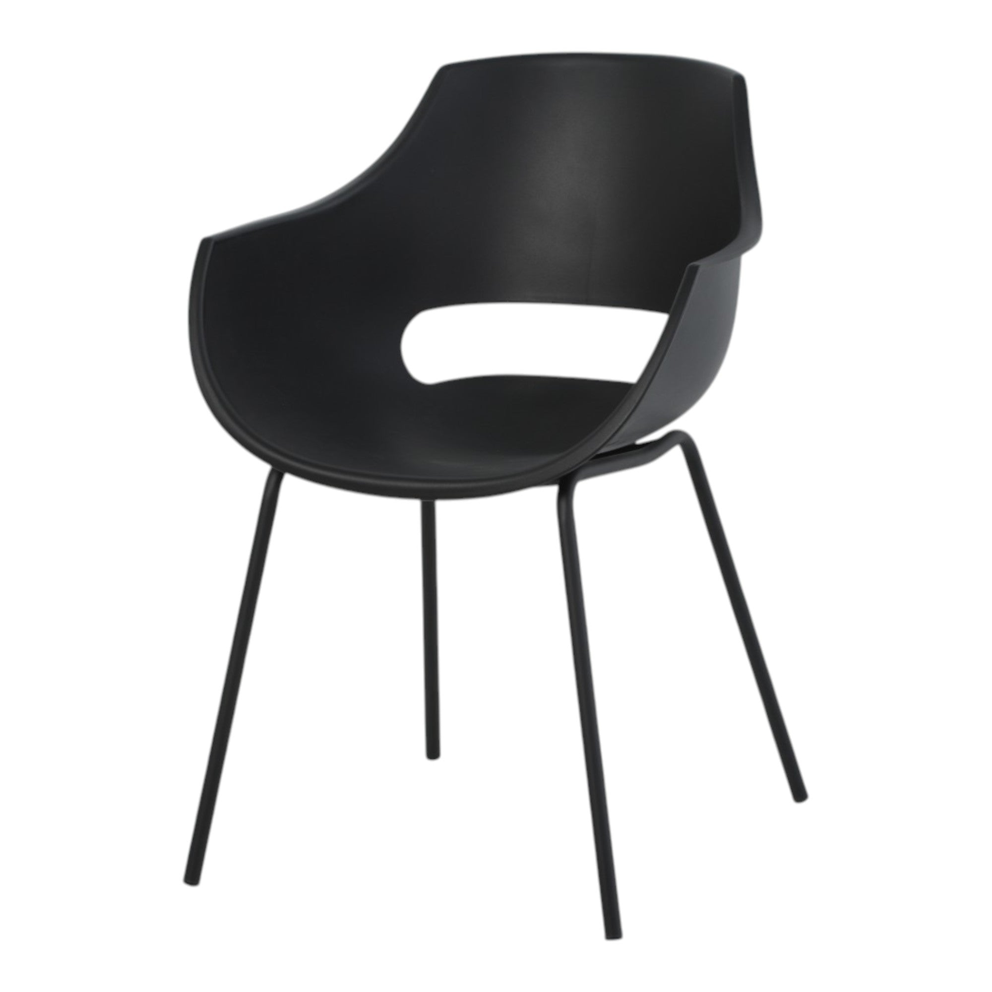 4 chaises avec accoudoirs coloris noir pieds métal - AUSTIN