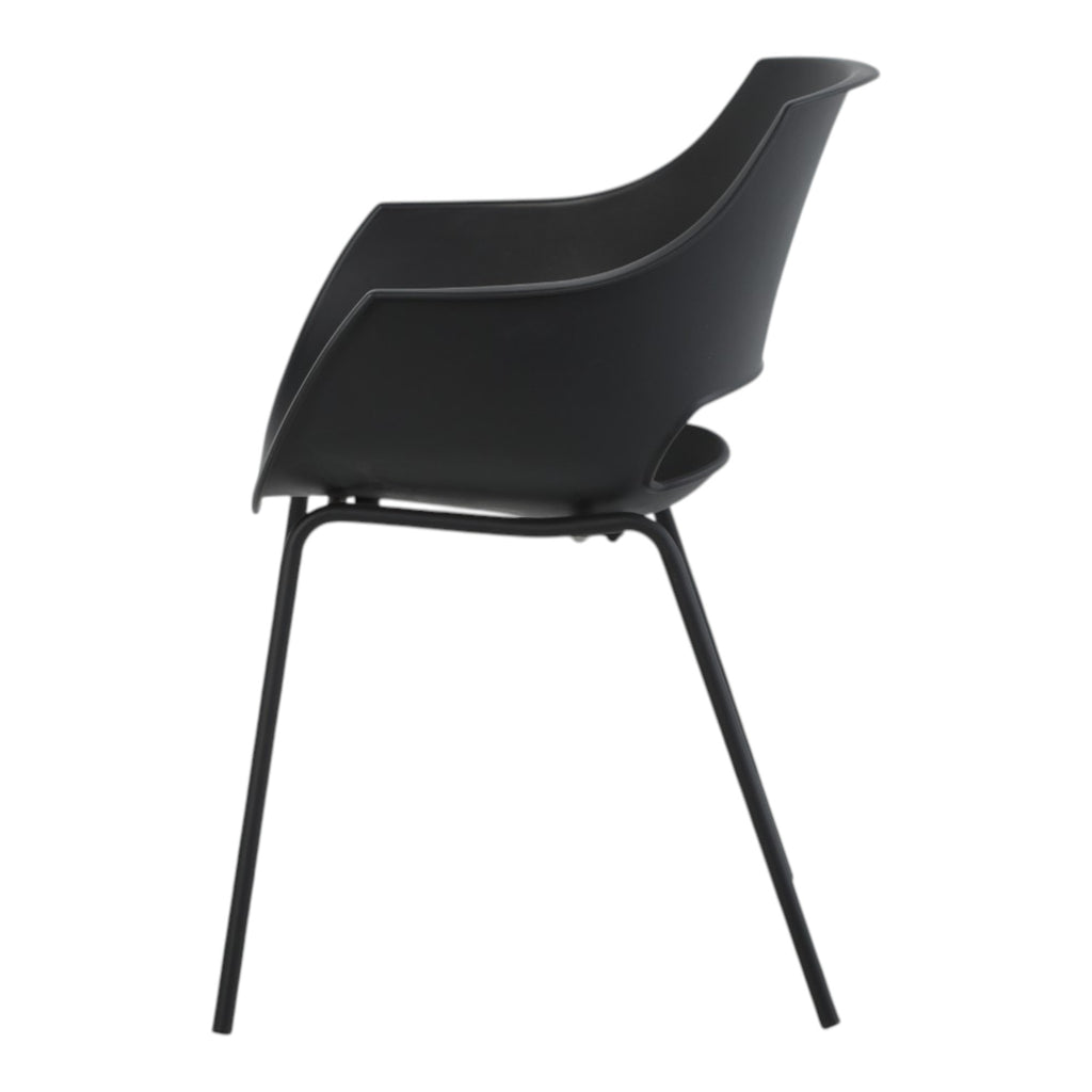 4 chaises avec accoudoirs coloris noir pieds métal - AUSTIN