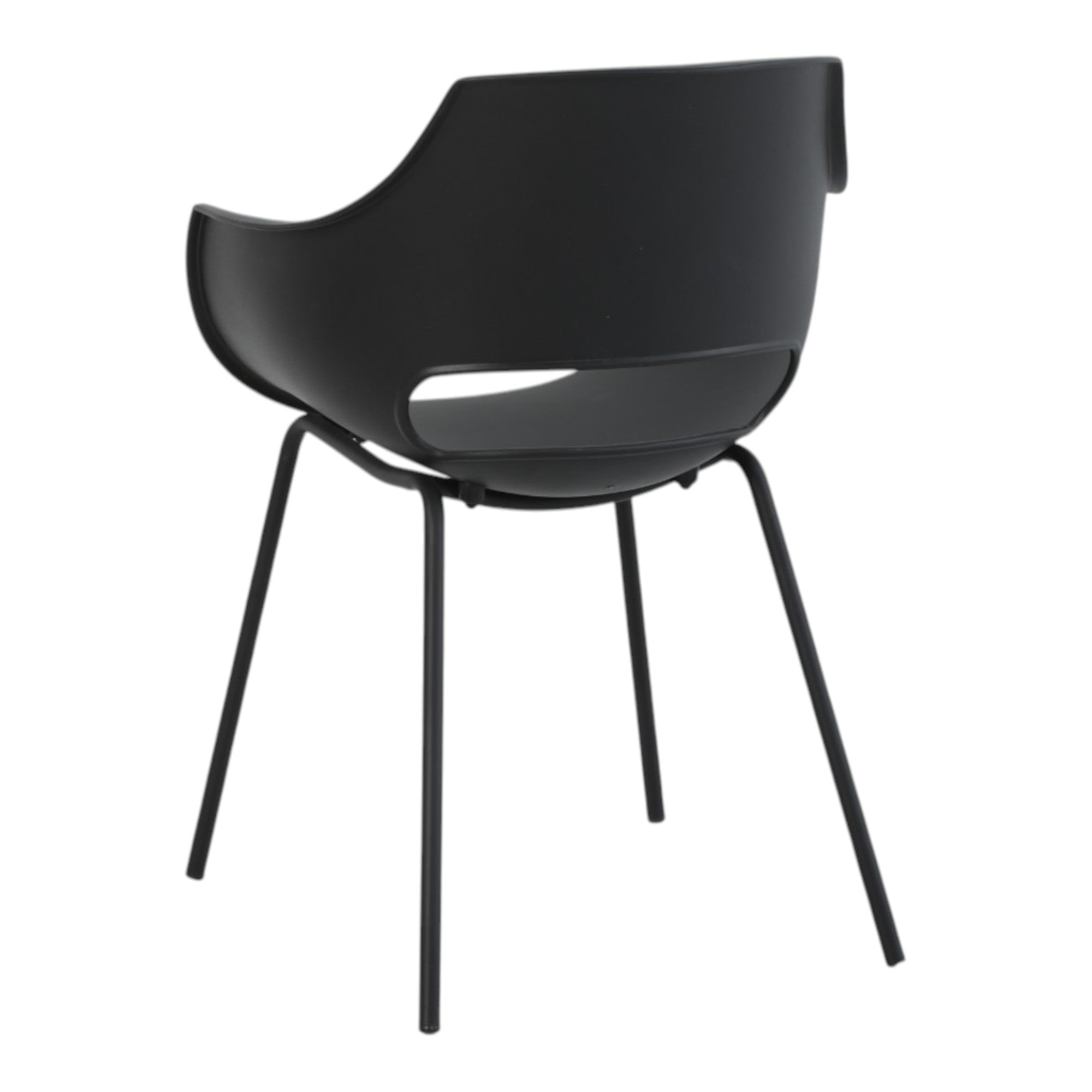 4 chaises avec accoudoirs coloris noir pieds métal - AUSTIN