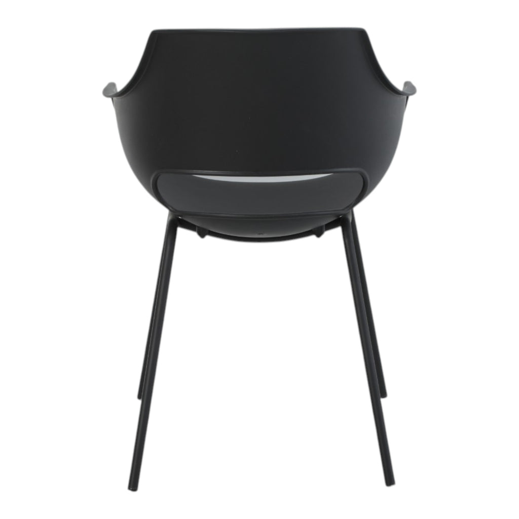 4 chaises avec accoudoirs coloris noir pieds métal - AUSTIN