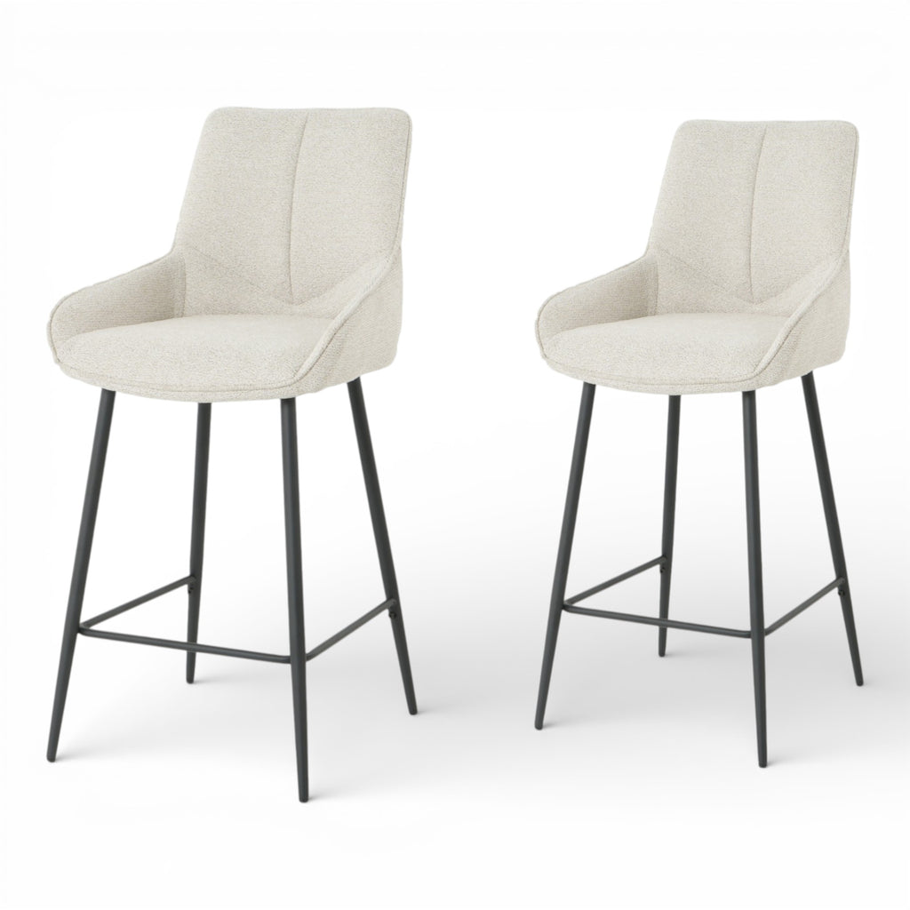 Lot de 2 tabourets de bar BJORN - tissu coloris beige
