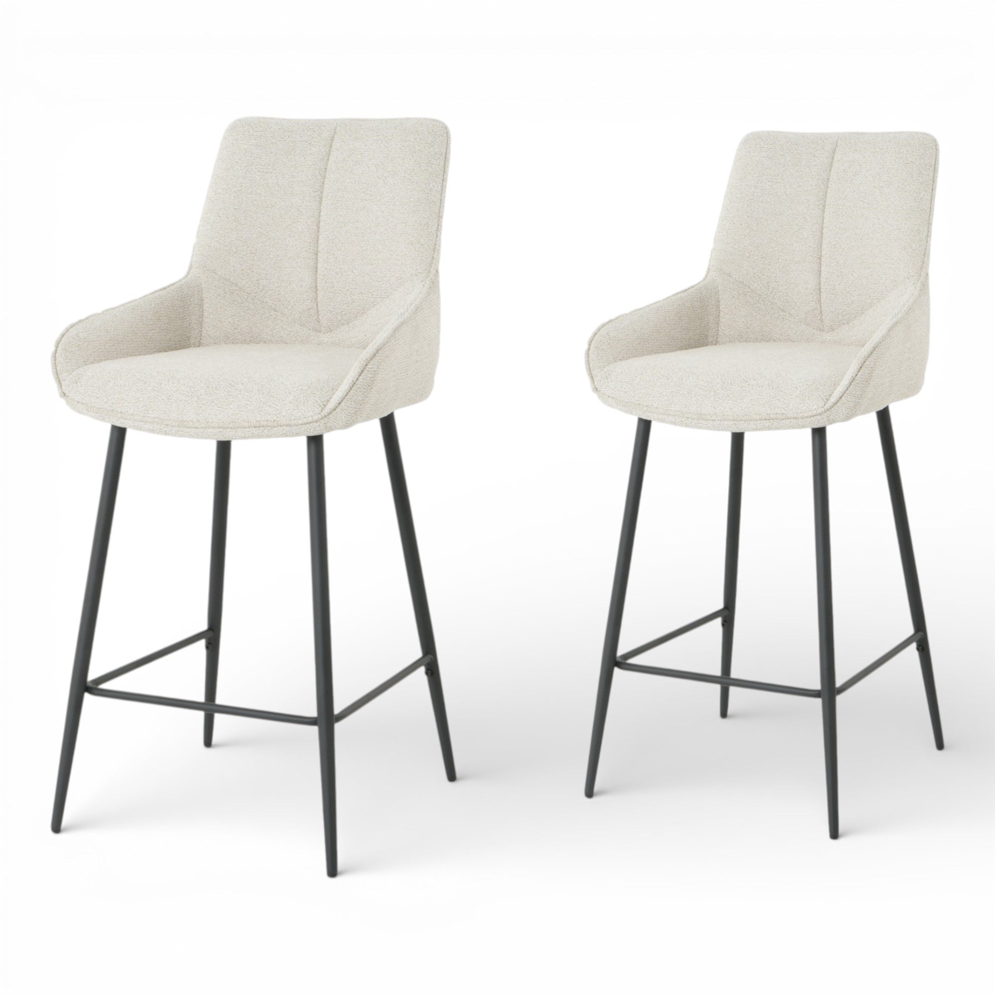 Lot de 2 tabourets de bar BJORN - tissu coloris beige