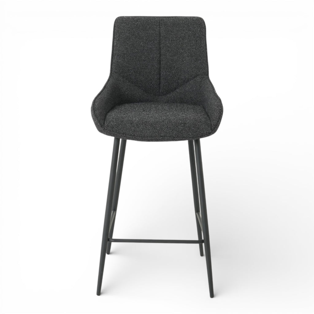 Lot de 2 tabourets de bar BJORN - tissu coloris noir