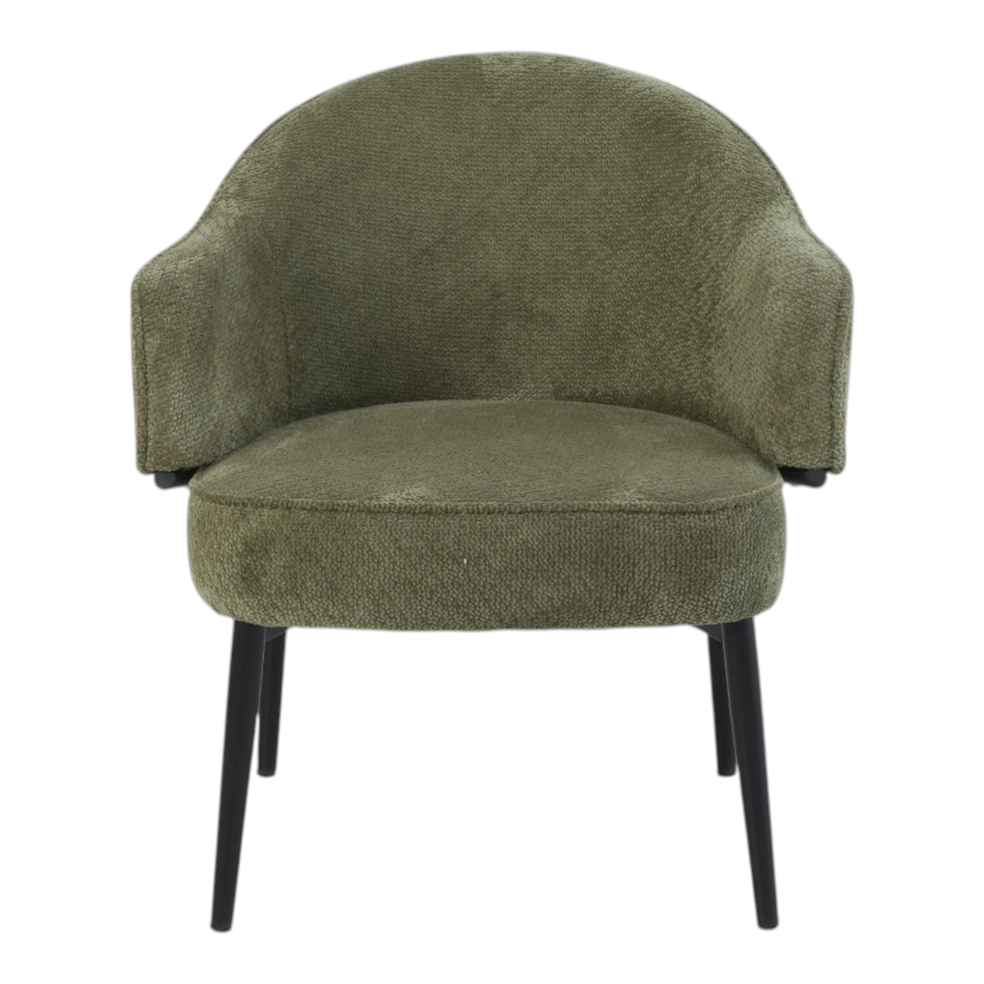 Fauteuil en tissu vert avec pieds en métal noir - ZOE