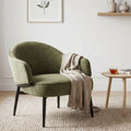 Fauteuil en tissu vert avec pieds en métal noir - ZOE