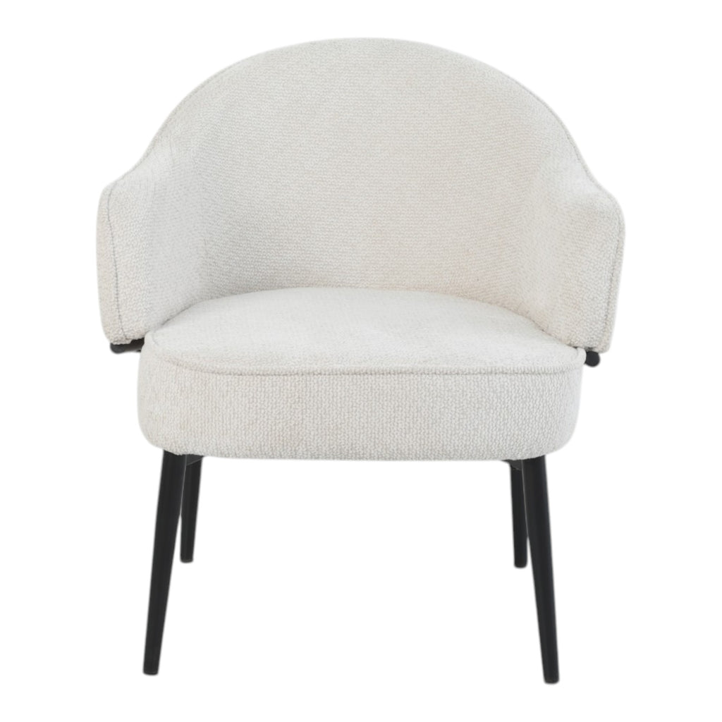 Fauteuil en tissu beige avec pieds en métal noir - ZOE