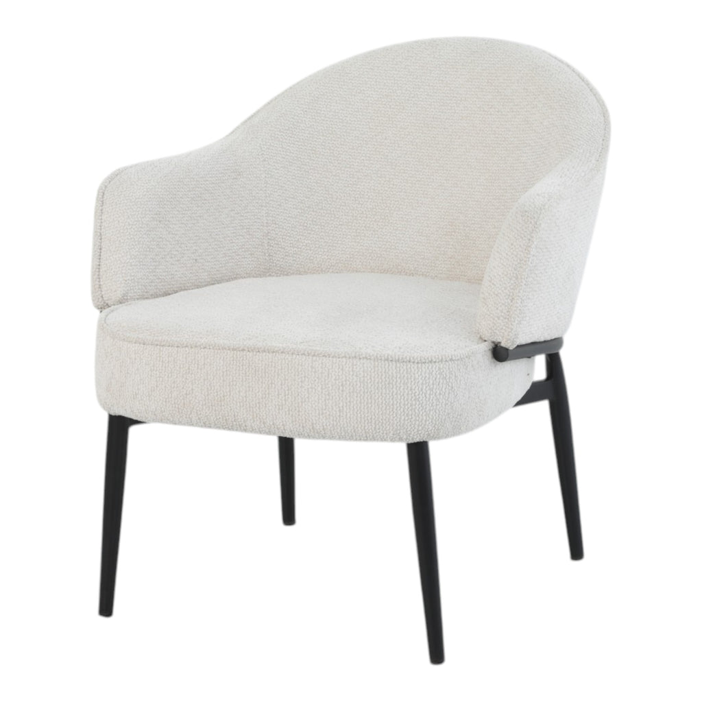 Fauteuil en tissu beige avec pieds en métal noir - ZOE