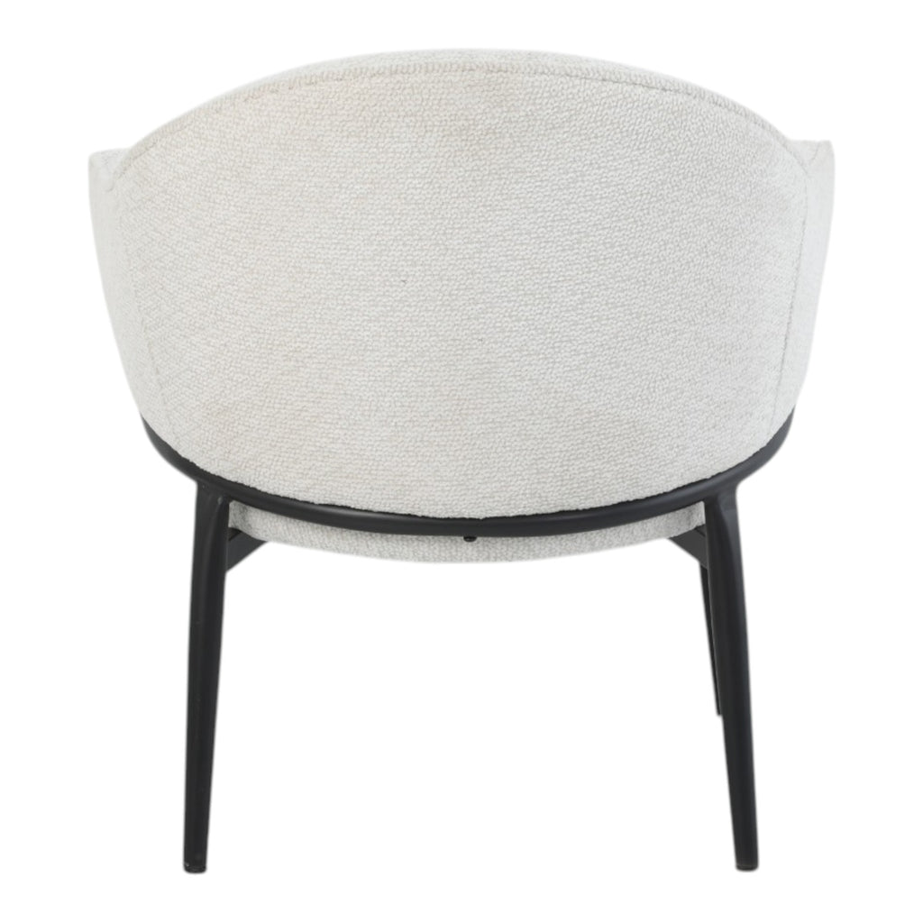 Fauteuil en tissu beige avec pieds en métal noir - ZOE
