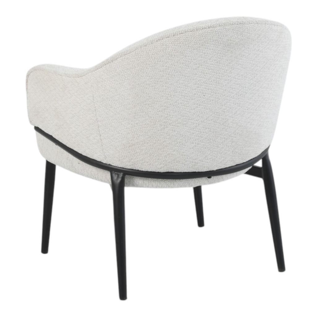 Fauteuil en tissu beige avec pieds en métal noir - ZOE