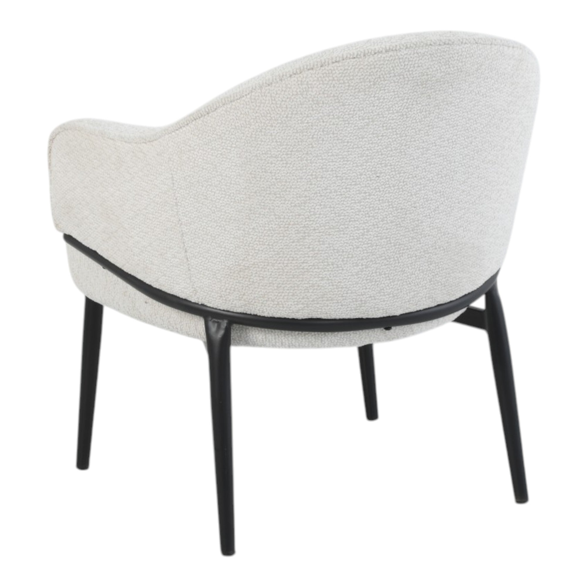 Fauteuil en tissu beige avec pieds en métal noir - ZOE