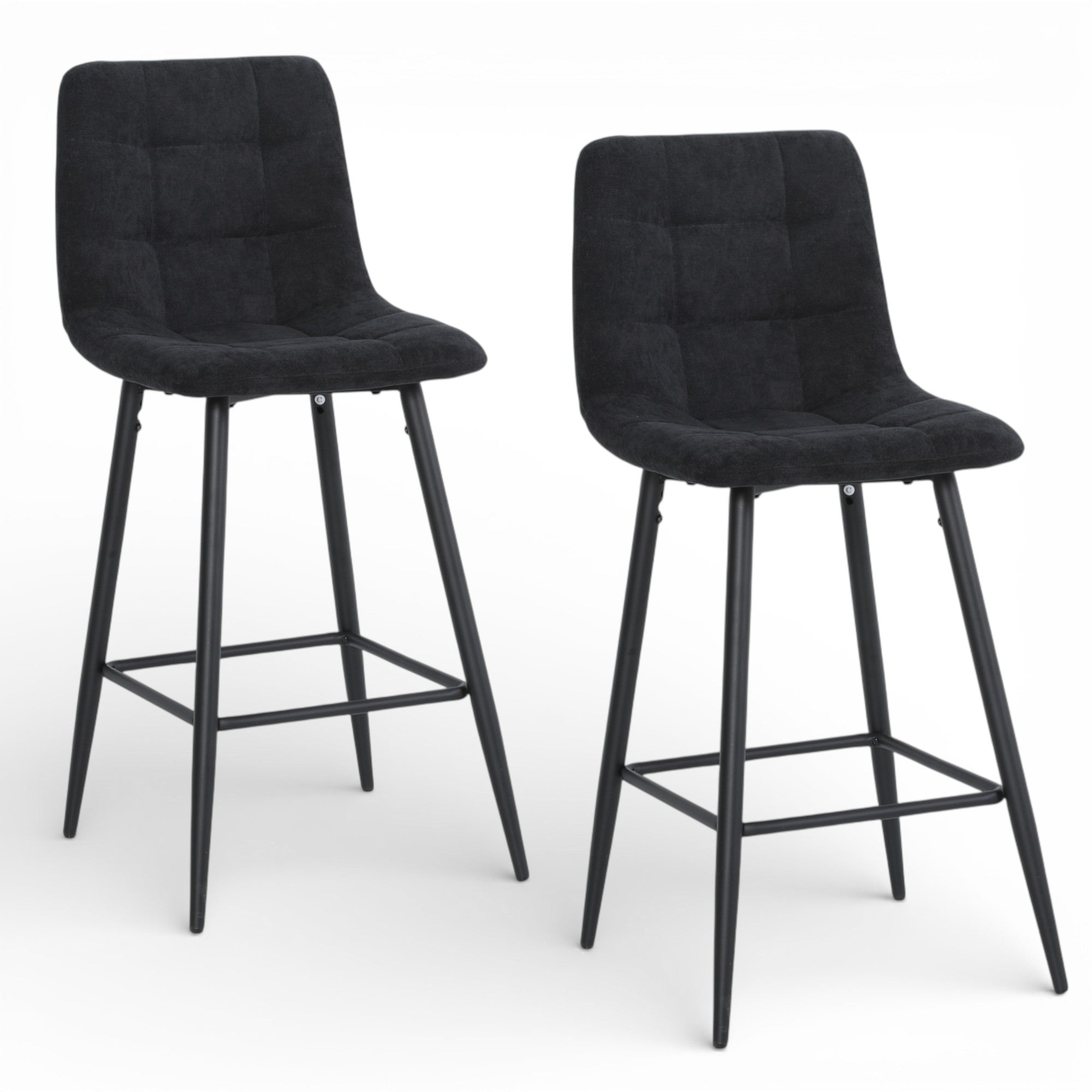 2 chaises hautes / tabourets H65 cm tissu NOIR - MALOY