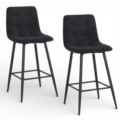 2 chaises hautes / tabourets H65 cm tissu NOIR - MALOY