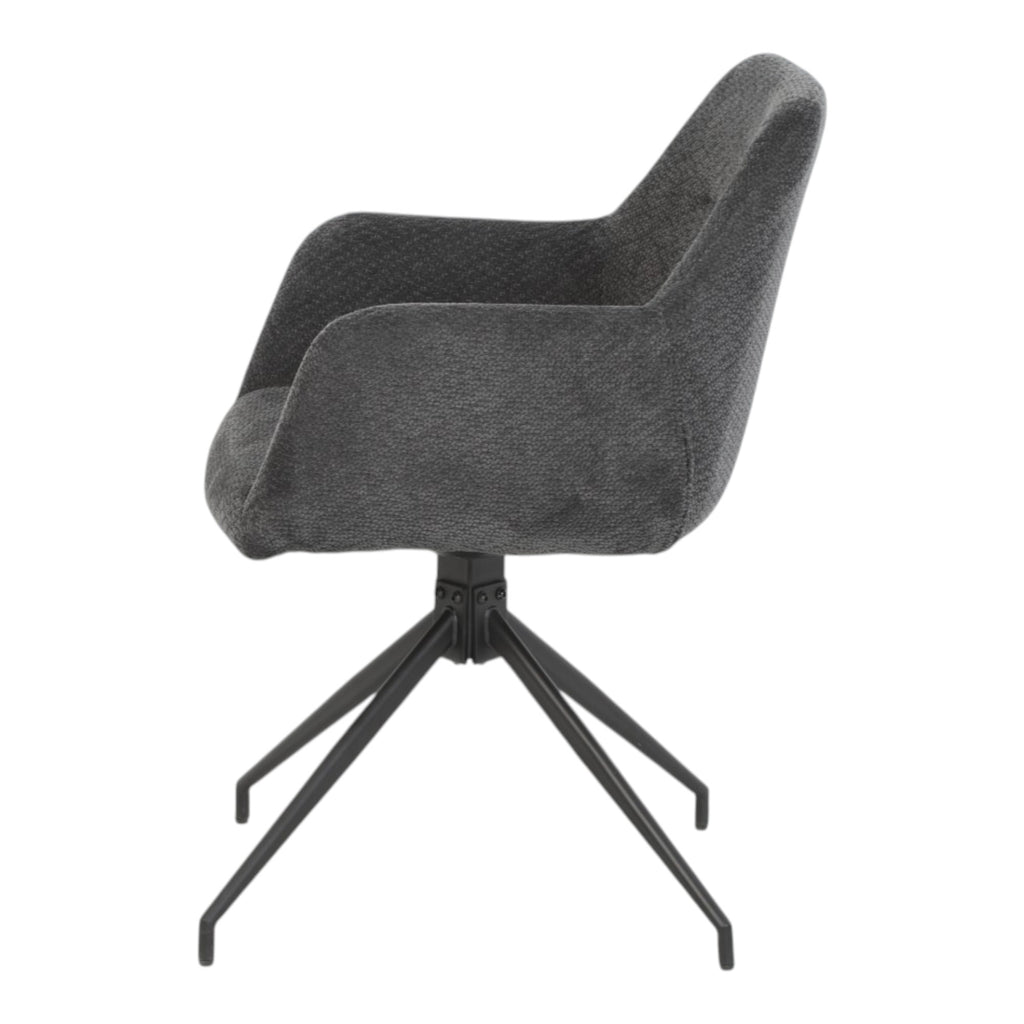 2 chaises avec accoudoirs pivotantes tissu noir  - MORINI