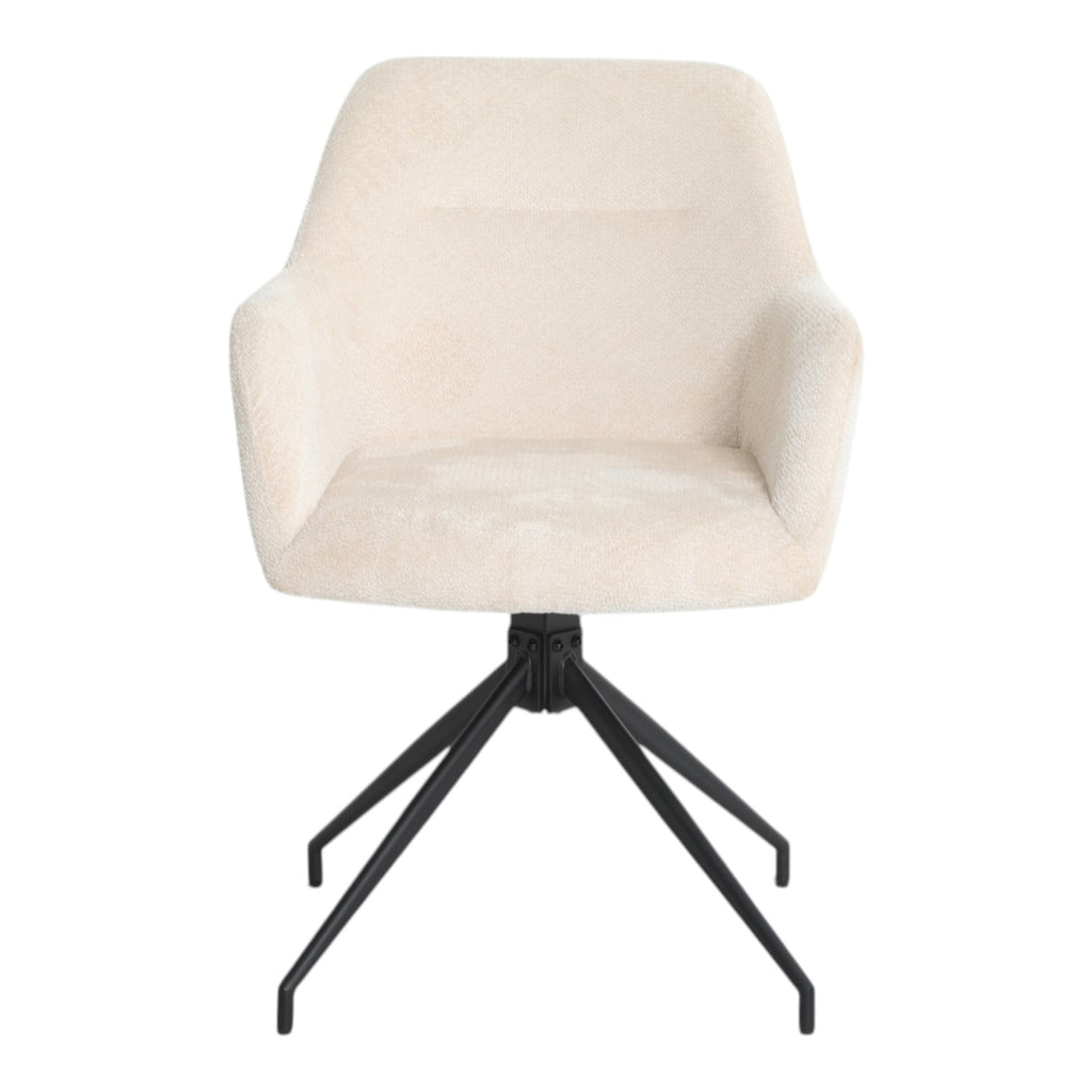 2 chaises avec accoudoirs pivotantes tissu beige / écru  - MORINI