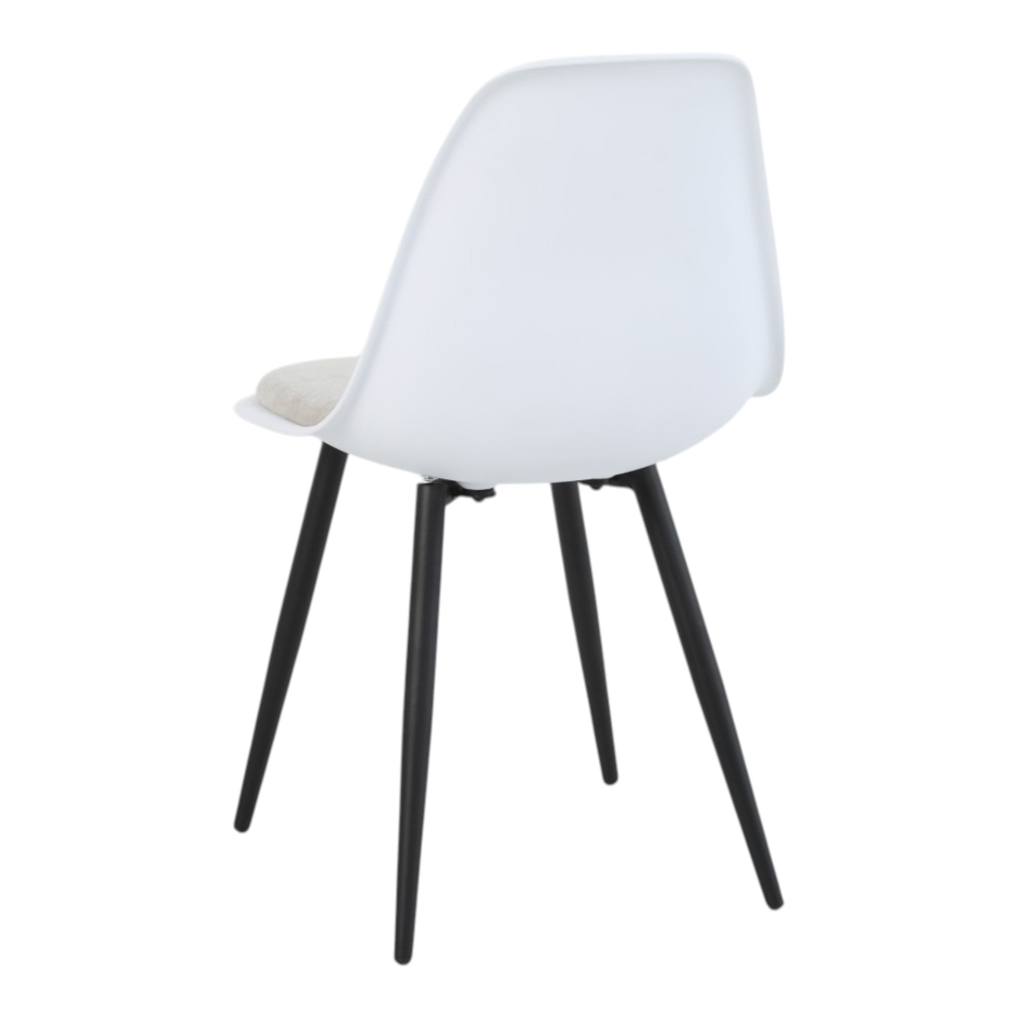 4 chaises coloris blanc assise tissu beige pieds métal noir - ALICE