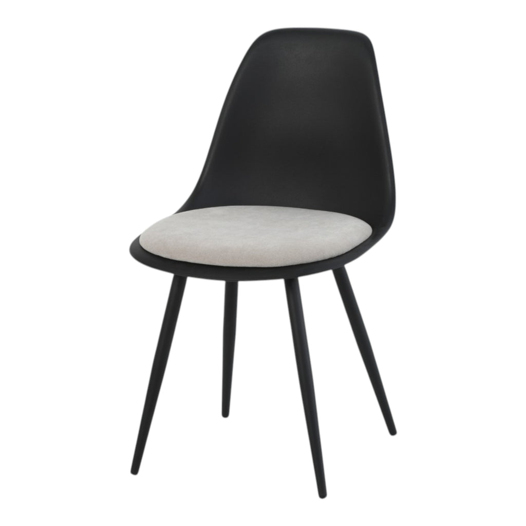 4 chaises coloris noir assise tissu beige pieds métal noir - ALICE