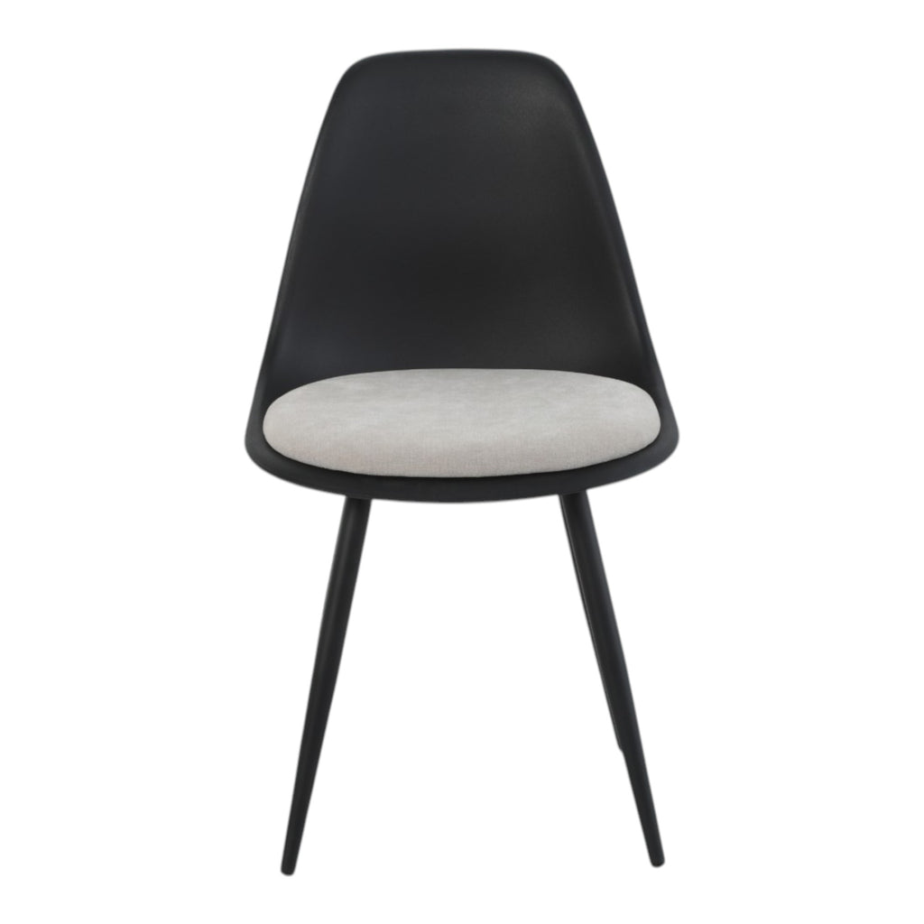 4 chaises coloris noir assise tissu beige pieds métal noir - ALICE
