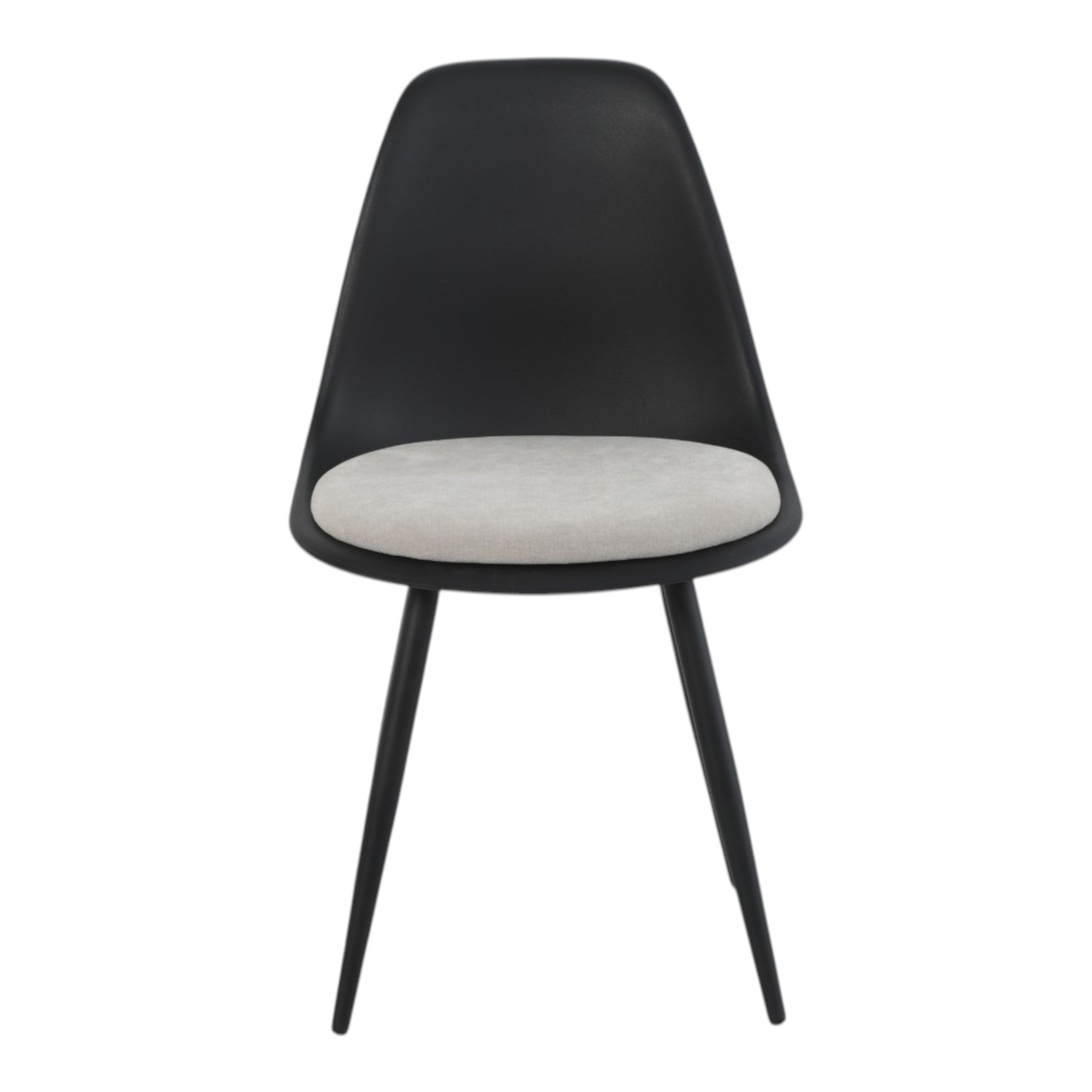 4 chaises coloris noir assise tissu beige pieds métal noir - ALICE