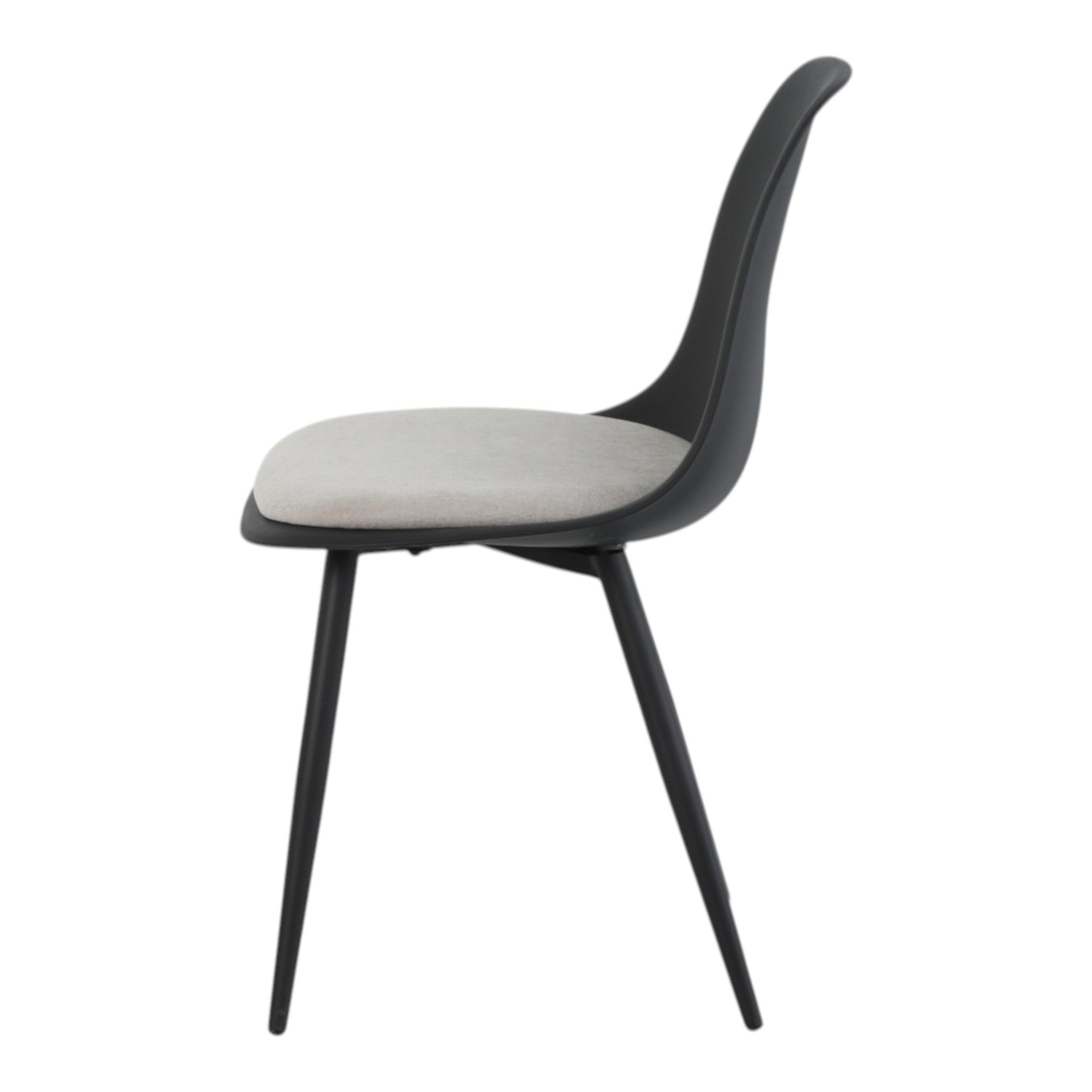 4 chaises coloris noir assise tissu beige pieds métal noir - ALICE