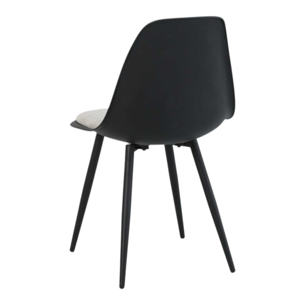 4 chaises coloris noir assise tissu beige pieds métal noir - ALICE