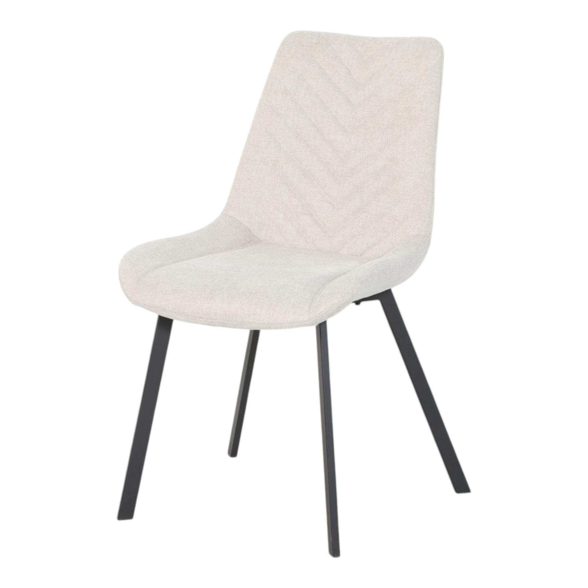 4 chaises tissu beige pieds métal noir - ANGUS