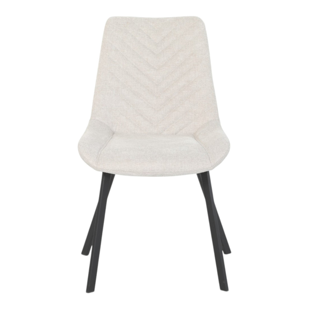 4 chaises tissu beige pieds métal noir - ANGUS