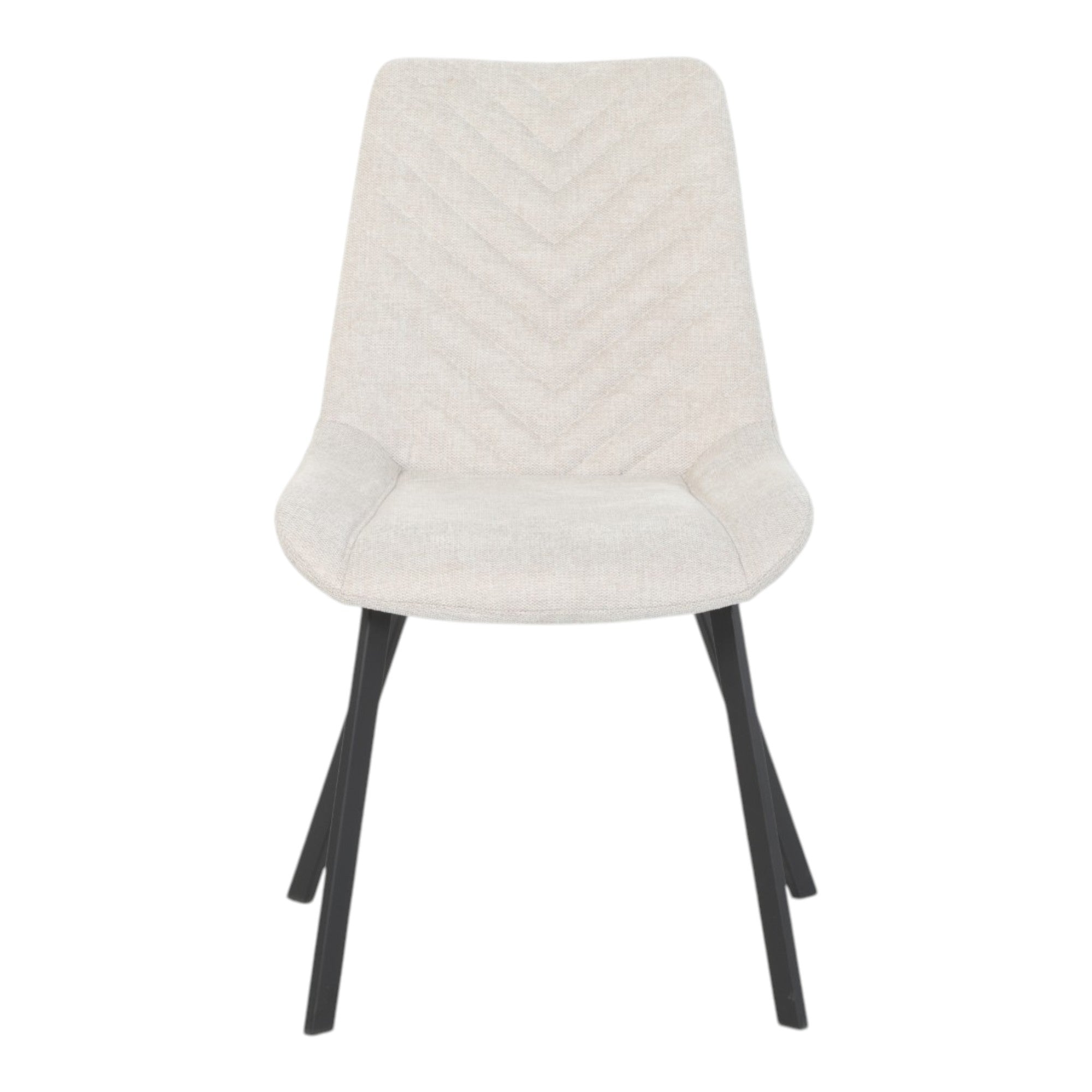 4 chaises tissu beige pieds métal noir - ANGUS