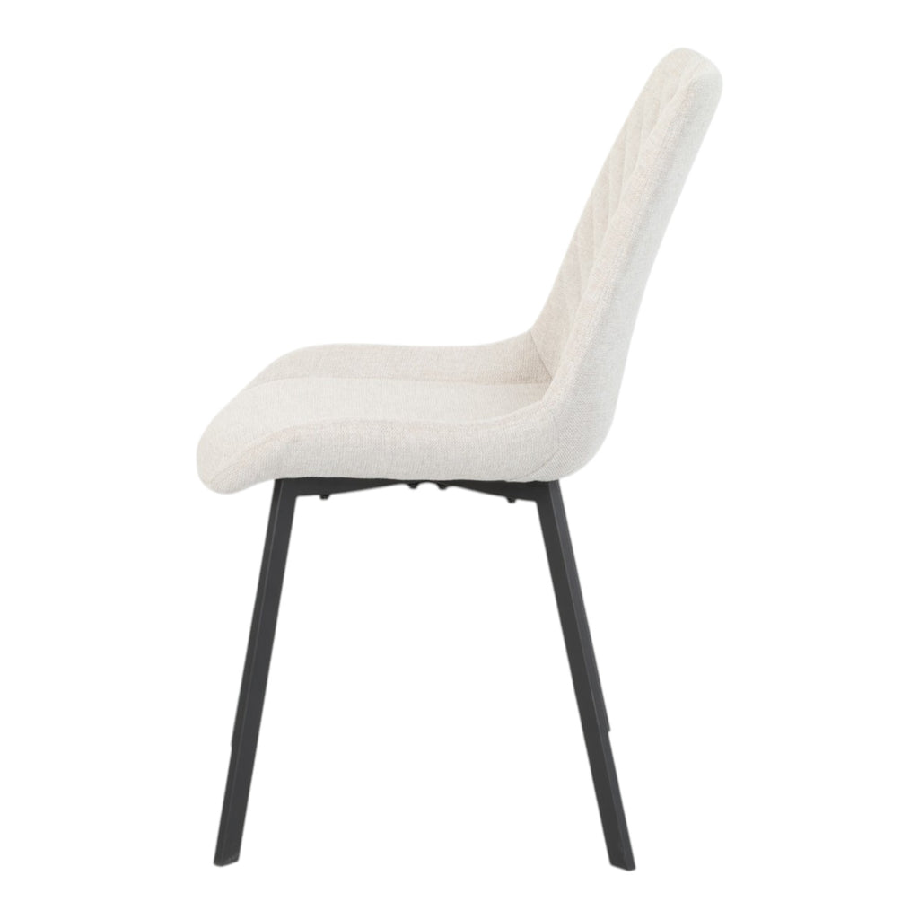 4 chaises tissu beige pieds métal noir - ANGUS