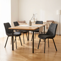4 chaises tissu gris foncé pieds métal noir - ANGUS