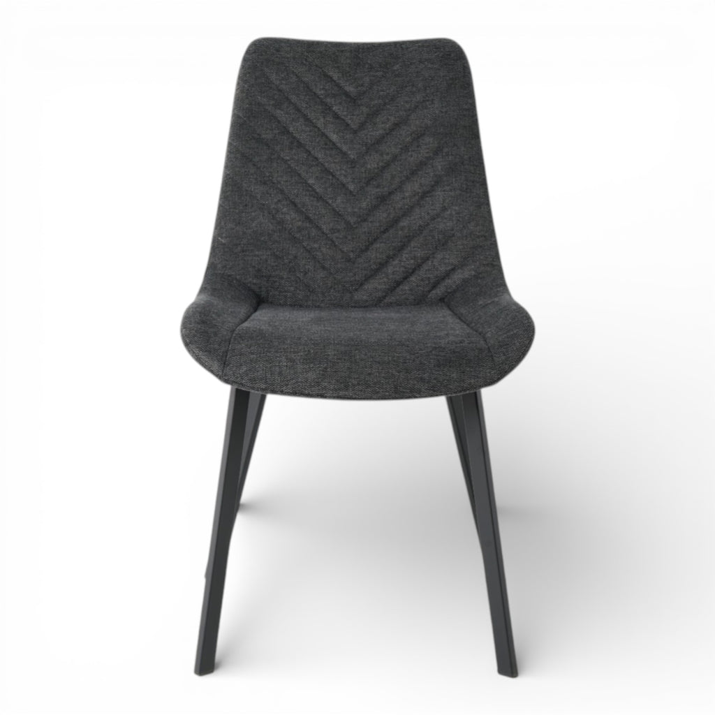 4 chaises tissu gris foncé pieds métal noir - ANGUS