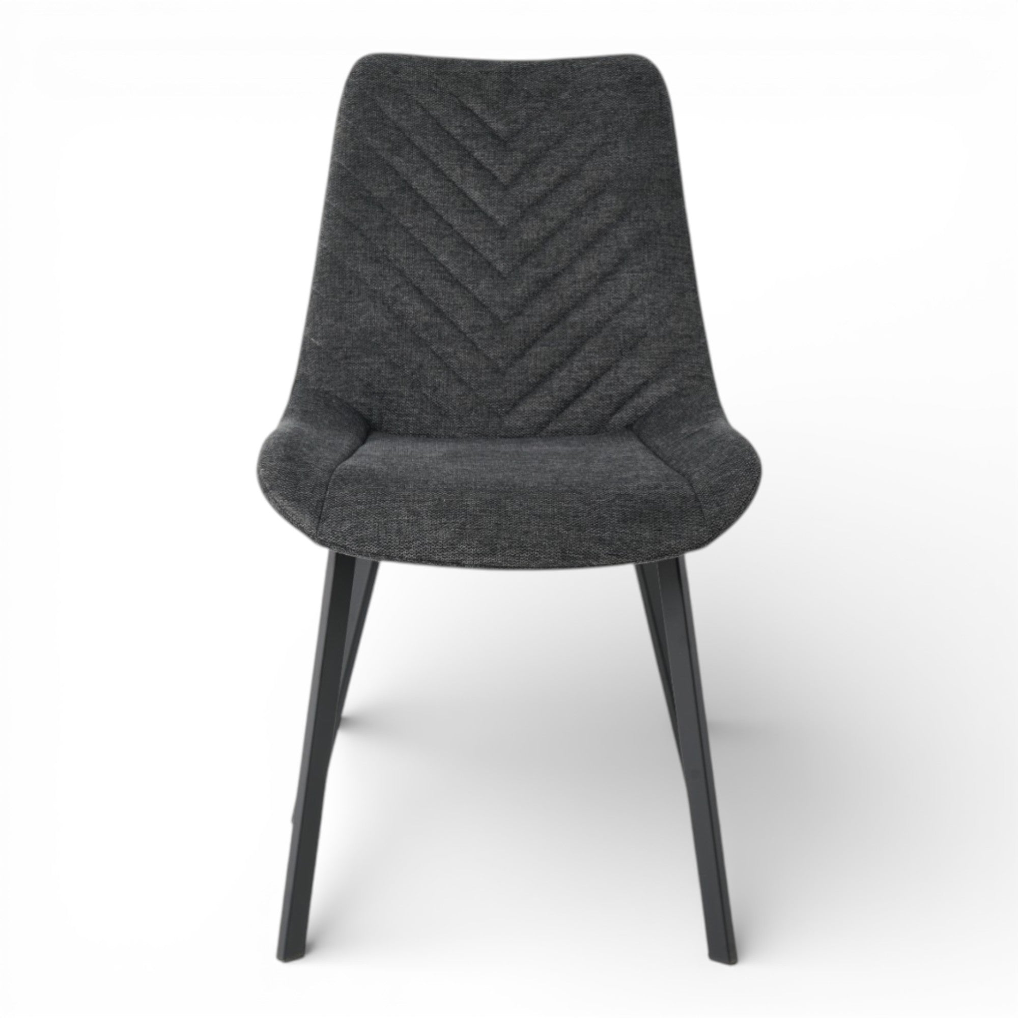 4 chaises tissu gris foncé pieds métal noir - ANGUS
