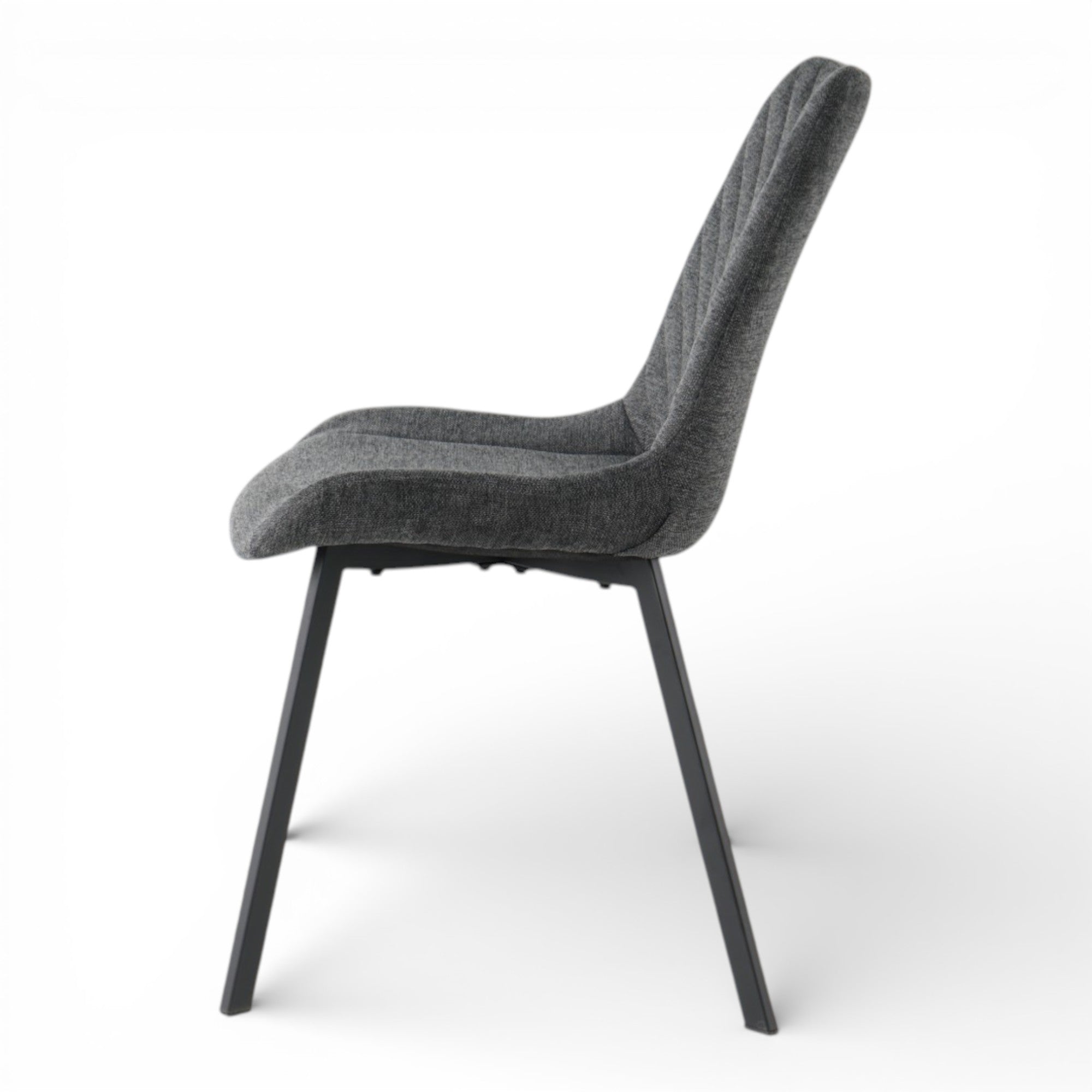 4 chaises tissu gris foncé pieds métal noir - ANGUS