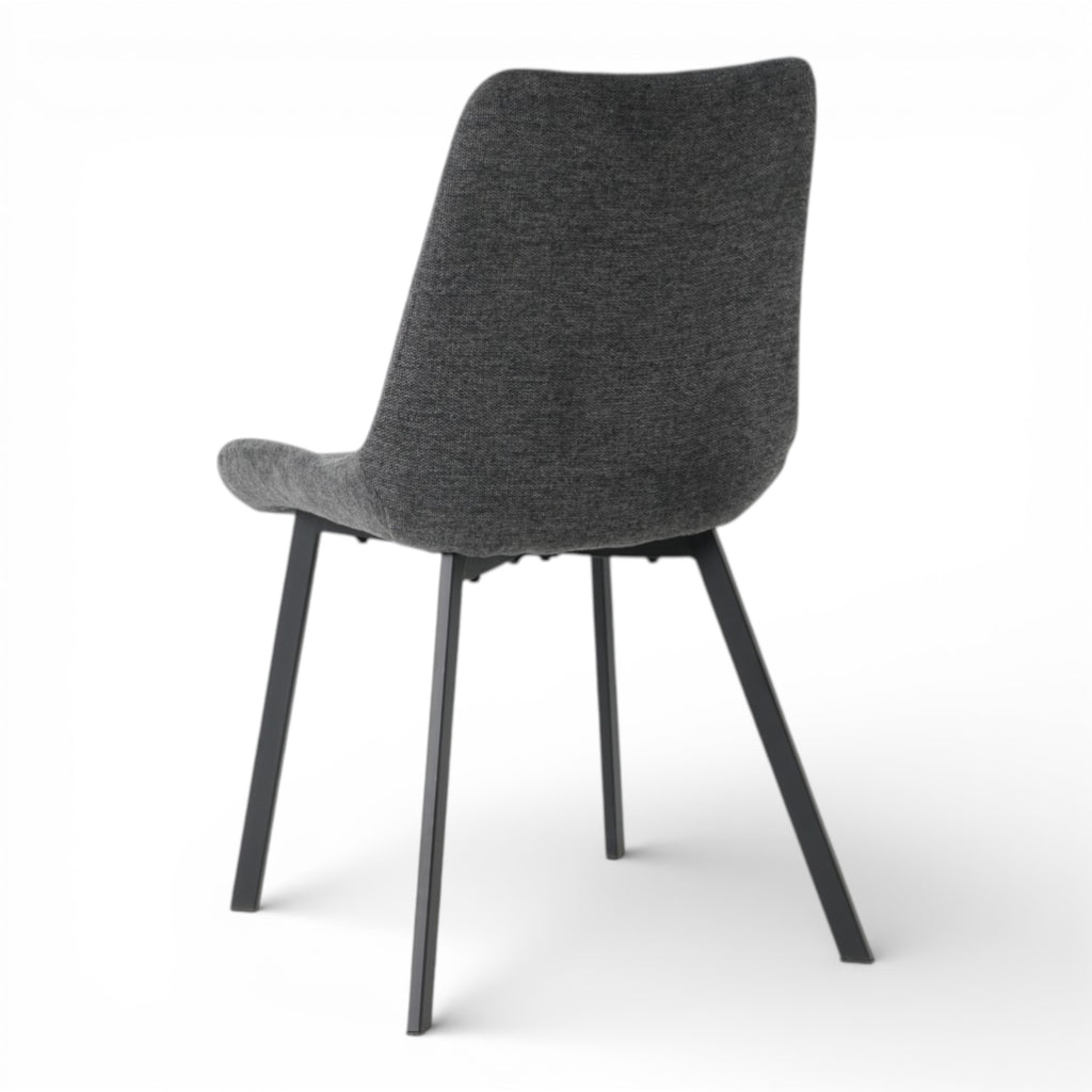4 chaises tissu gris foncé pieds métal noir - ANGUS