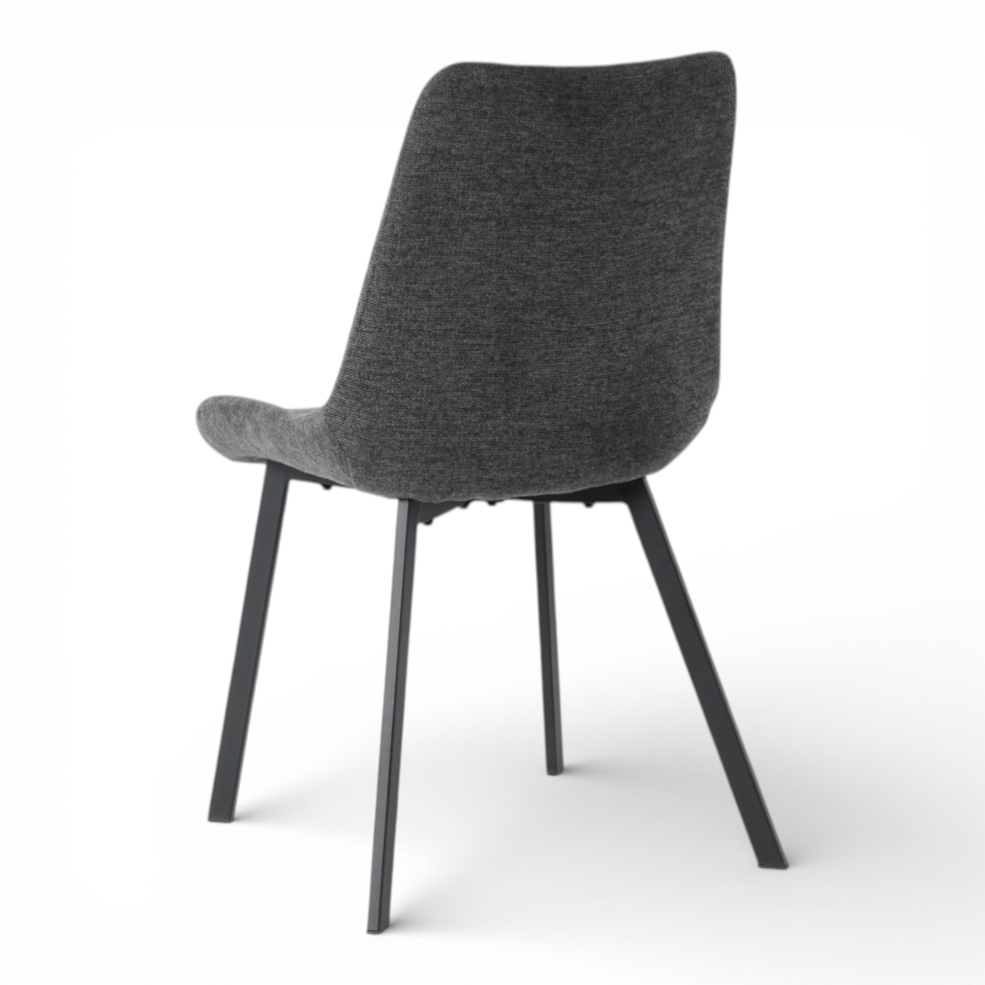 4 chaises tissu gris foncé pieds métal noir - ANGUS