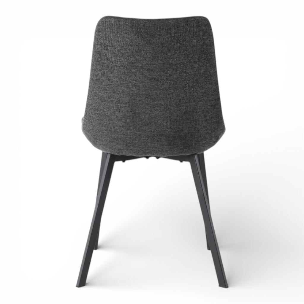 4 chaises tissu gris foncé pieds métal noir - ANGUS
