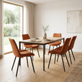 4 chaises tissu orange pieds métal noir - ANGUS