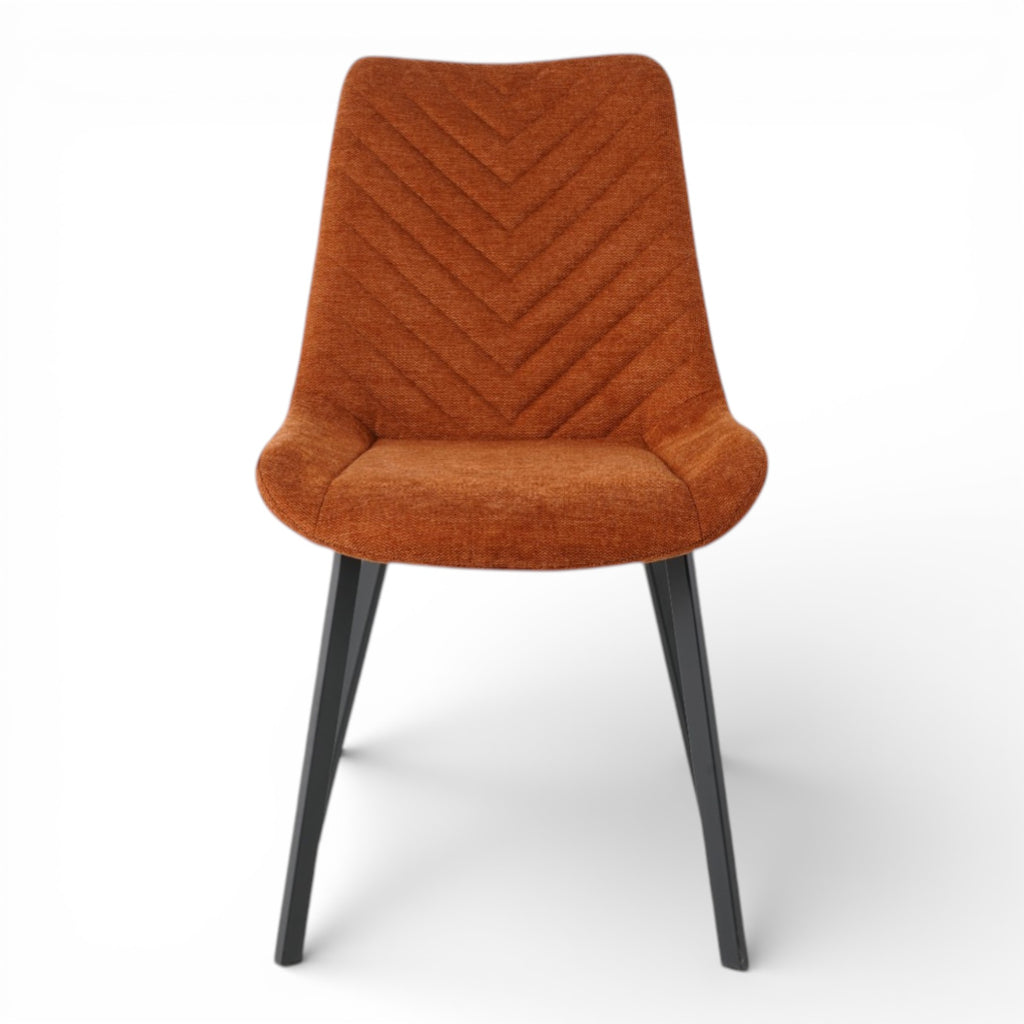 4 chaises tissu orange pieds métal noir - ANGUS