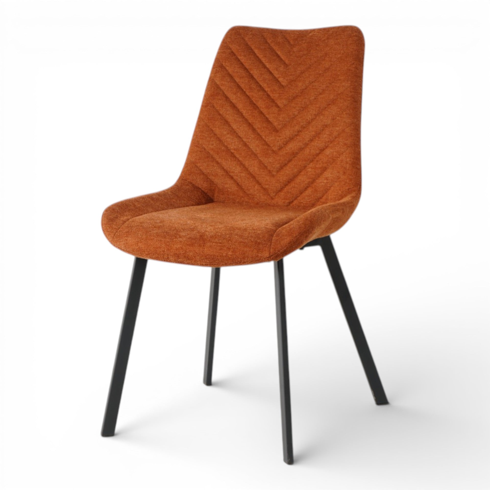 4 chaises tissu orange pieds métal noir - ANGUS