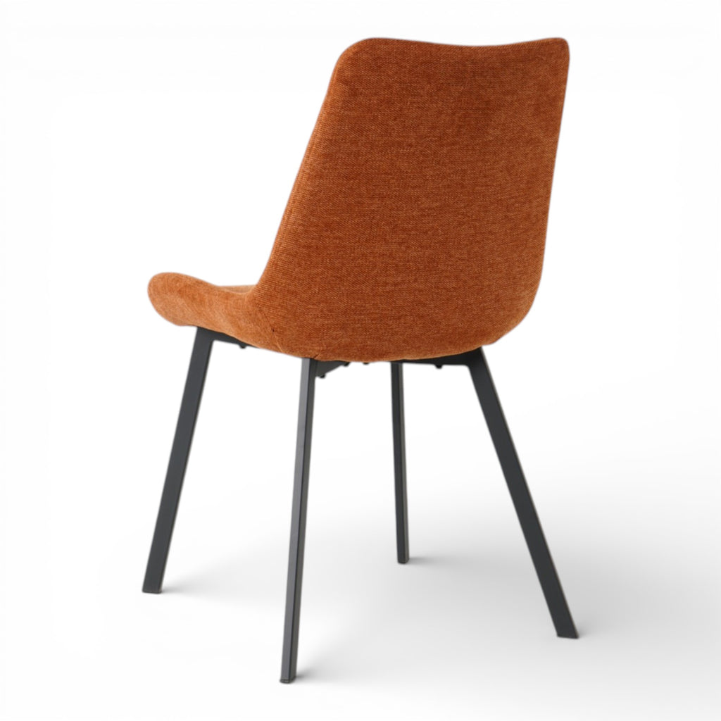 4 chaises tissu orange pieds métal noir - ANGUS