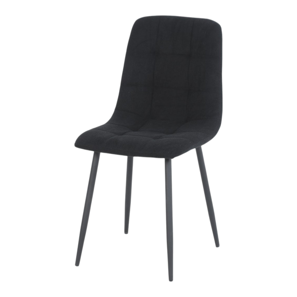 4 chaises tissu noir pieds métal noir - CLEO