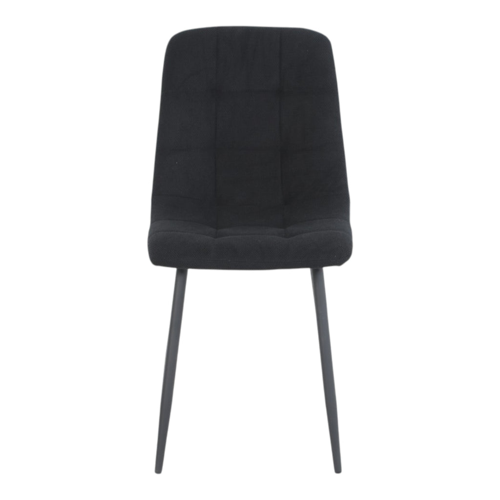 4 chaises tissu noir pieds métal noir - CLEO