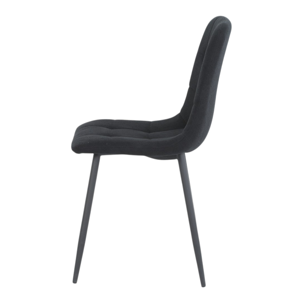 4 chaises tissu noir pieds métal noir - CLEO