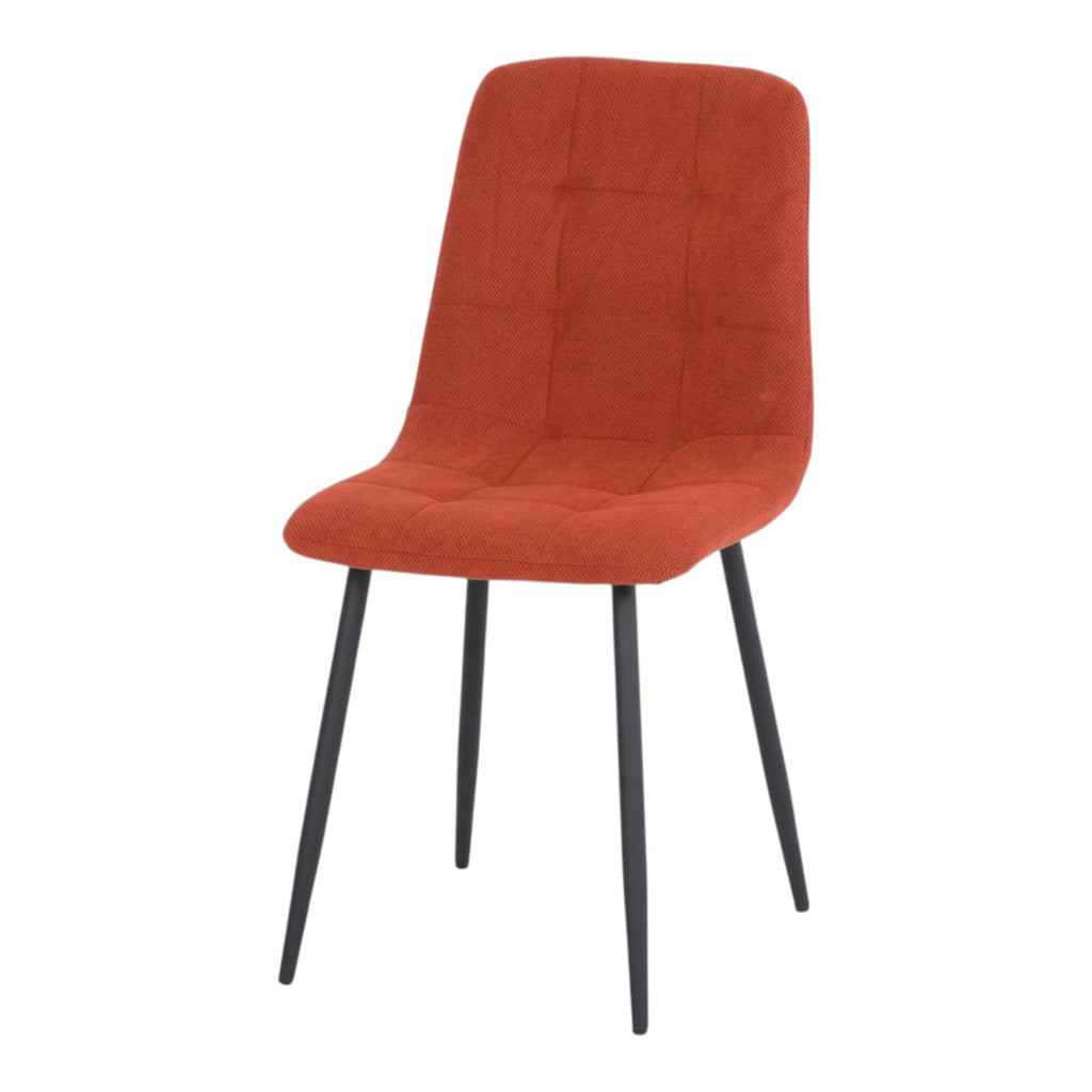 4 chaises tissu orange pieds métal noir - CLEO