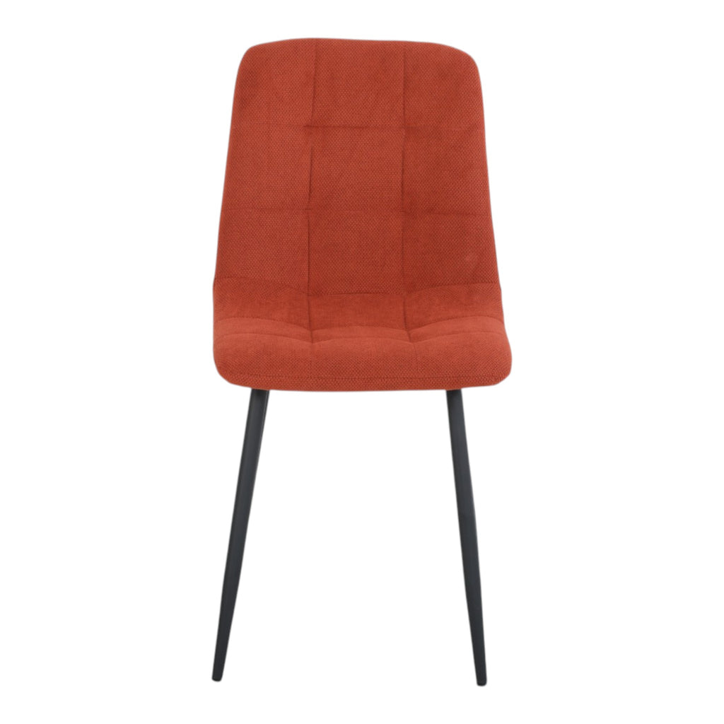 4 chaises tissu orange pieds métal noir - CLEO