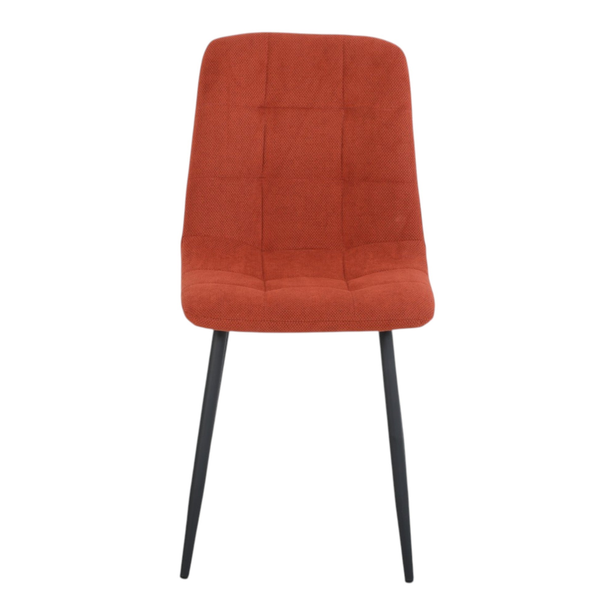 4 chaises tissu orange pieds métal noir - CLEO