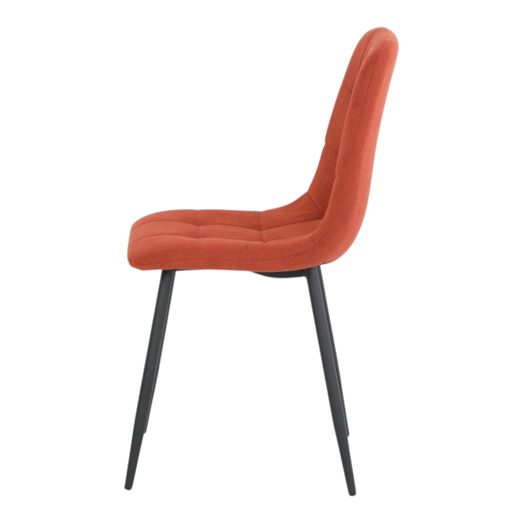 4 chaises tissu orange pieds métal noir - CLEO