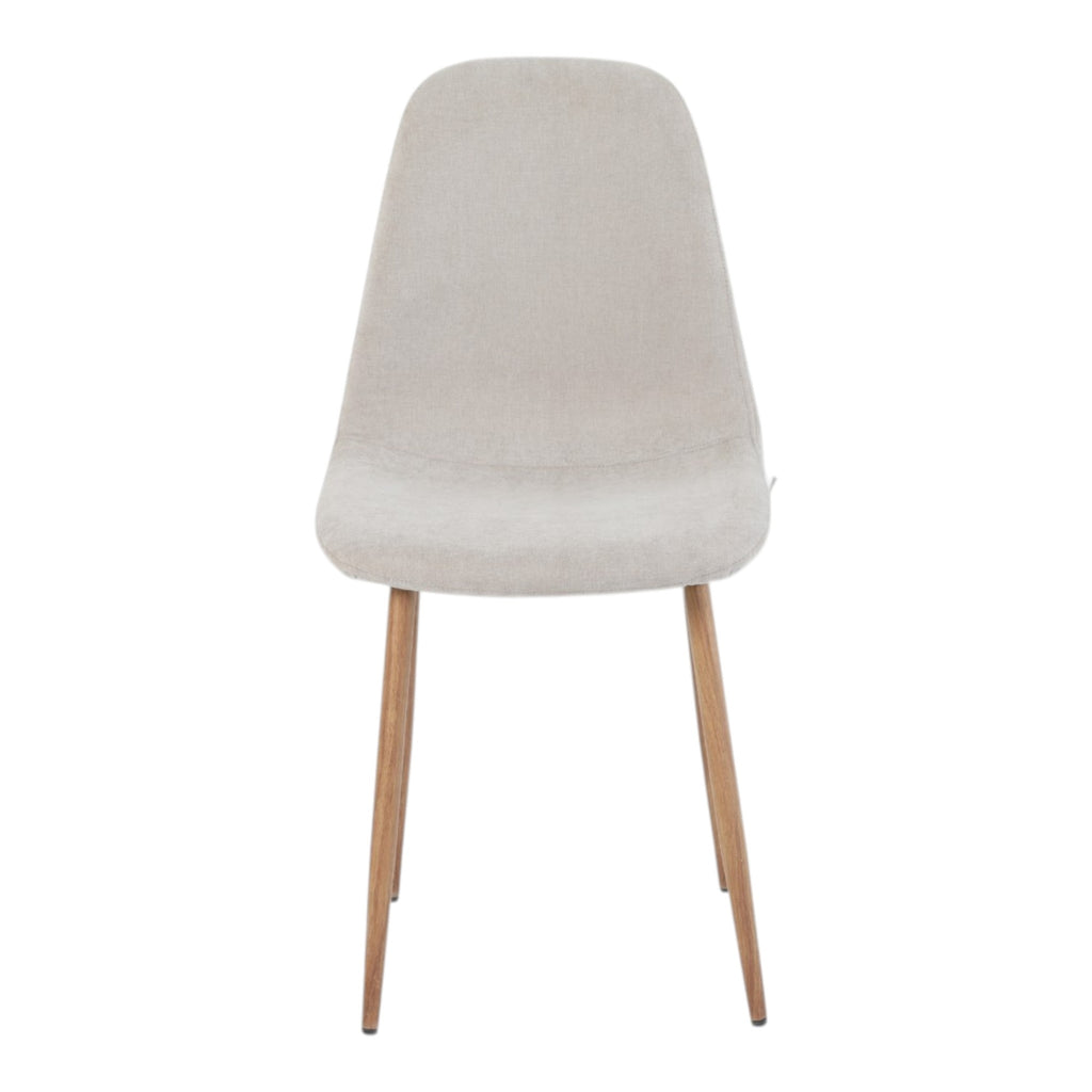 4 chaises tissu beige pieds métal imitation bois - NOAH